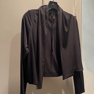 Donna Karen Black Open Front Long Sleeve Shrug Cardigan